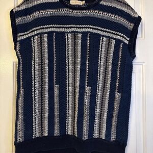 Tory Burch Navy and White Striped Sweater
